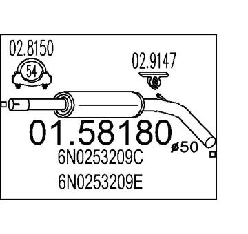 Střední tlumič výfuku MTS 01.58180