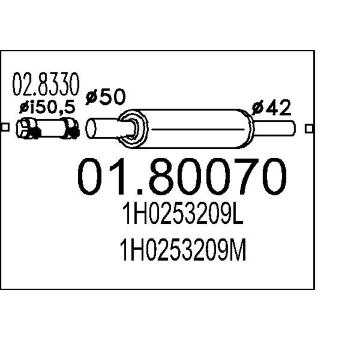Střední tlumič výfuku MTS 01.80070