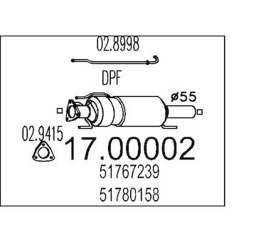 Filtr pevnych castic, vyfukovy system MTS 17.00002