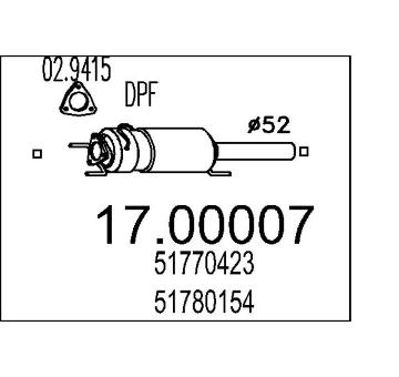 Filtr pevnych castic, vyfukovy system MTS 17.00007