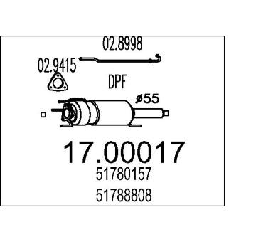 Filtr pevnych castic, vyfukovy system MTS 17.00017