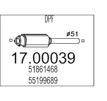 Filtr pevnych castic, vyfukovy system MTS 17.00039
