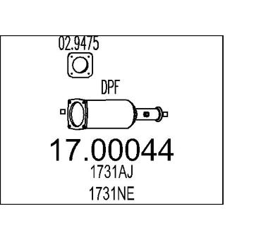 Filtr pevnych castic, vyfukovy system MTS 17.00044