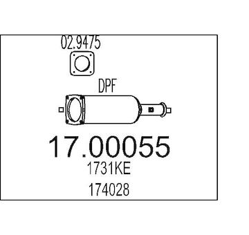 Filtr pevnych castic, vyfukovy system MTS 17.00055