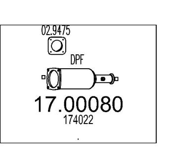 Filtr pevnych castic, vyfukovy system MTS 17.00080