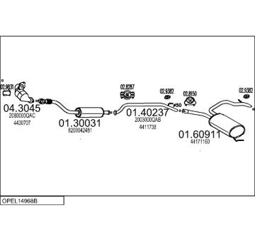Výfukový systém MTS OPEL14968B015734