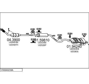 Výfukový systém MTS VW0048259A016253