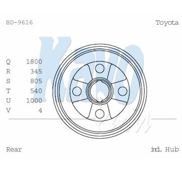 Brzdový buben KAVO PARTS BD-9616