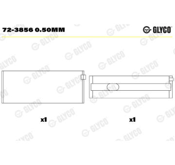 Hlavní ložiska klikového hřídele GLYCO 72-3856 0.50mm