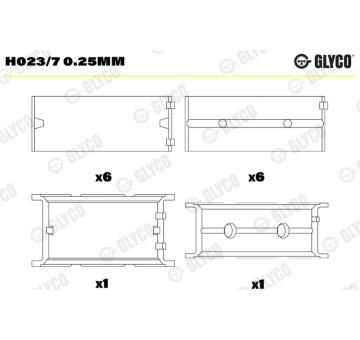 Hlavní ložiska klikového hřídele GLYCO H023/7 0.25mm