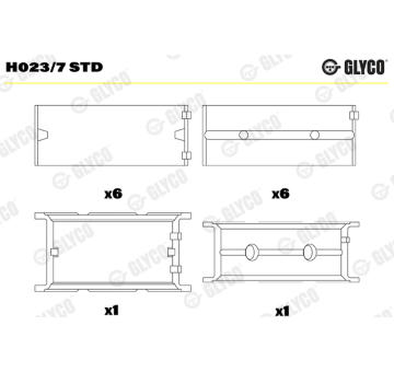 Hlavní ložiska klikového hřídele GLYCO H023/7 STD