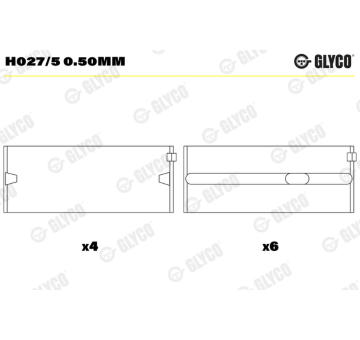 Hlavní ložiska klikového hřídele GLYCO H027/5 0.50mm