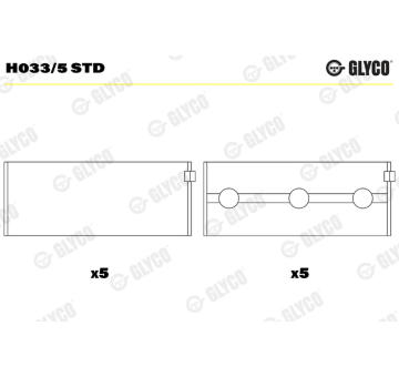 Hlavní ložiska klikového hřídele GLYCO H033/5 STD