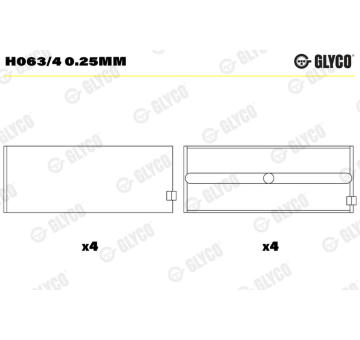 Lożisko kľukového hriadeľa GLYCO H063/4 0.25mm