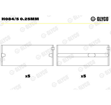 Hlavní ložiska klikového hřídele GLYCO H084/5 0.25mm
