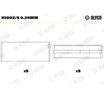 Hlavní ložiska klikového hřídele GLYCO H1002/5 0.25mm