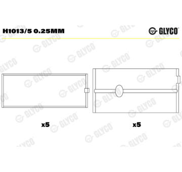 Hlavní ložiska klikového hřídele GLYCO H1013/5 0.25mm