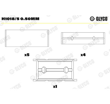 Hlavní ložiska klikového hřídele GLYCO H1018/5 0.50mm