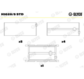 Hlavní ložiska klikového hřídele GLYCO H1020/5 STD