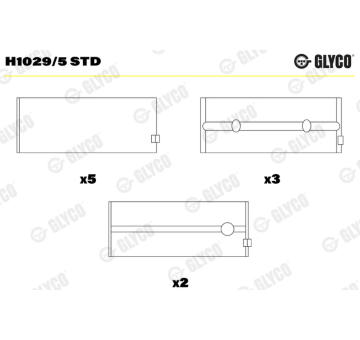 Hlavní ložiska klikového hřídele GLYCO H1029/5 STD