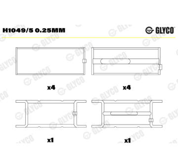 Hlavní ložiska klikového hřídele GLYCO H1049/5 0.25mm