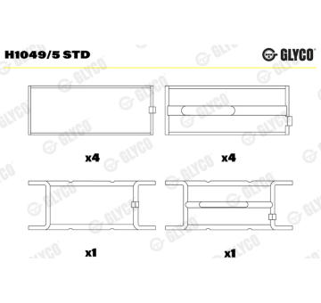 Hlavní ložiska klikového hřídele GLYCO H1049/5 STD