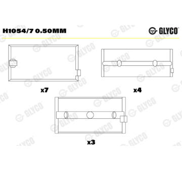 Hlavní ložiska klikového hřídele GLYCO H1054/7 0.50mm