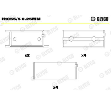 Hlavní ložiska klikového hřídele GLYCO H1055/5 0.25mm