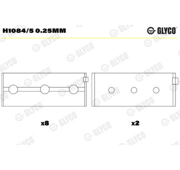 Hlavní ložiska klikového hřídele GLYCO H1084/5 0.25mm
