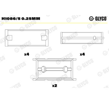 Lożisko kľukového hriadeľa GLYCO H1086/5 0.25mm