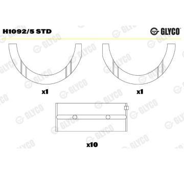 Hlavní ložiska klikového hřídele GLYCO H1092/5 STD
