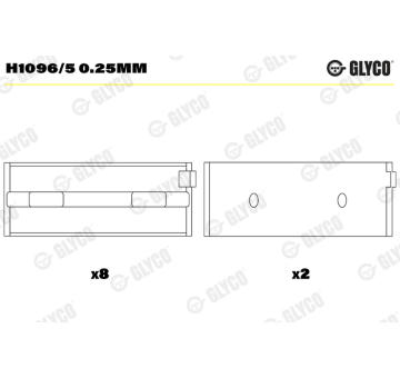 Hlavní ložiska klikového hřídele GLYCO H1096/5 0.25mm