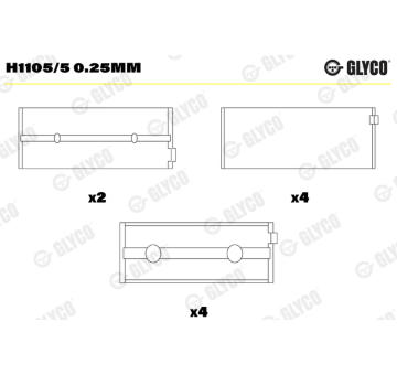 Lożisko kľukového hriadeľa GLYCO H1105/5 0.25mm