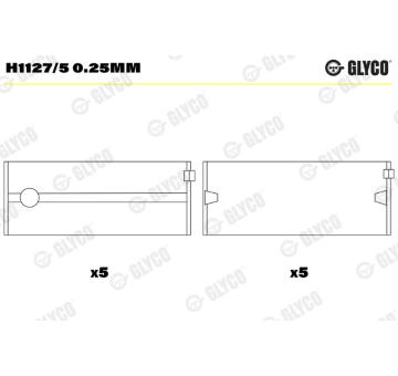 Hlavní ložiska klikového hřídele GLYCO H1127/5 0.25mm