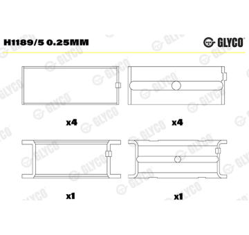 Hlavní ložiska klikového hřídele GLYCO H1189/5 0.25mm