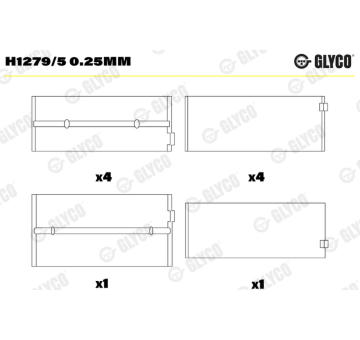 Hlavní ložiska klikového hřídele GLYCO H1279/5 0.25mm