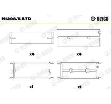Hlavní ložiska klikového hřídele GLYCO H1298/5 STD