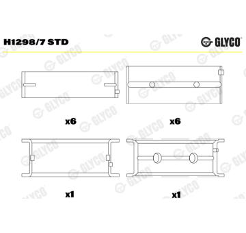 Hlavní ložiska klikového hřídele GLYCO H1298/7 STD