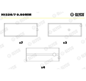 Hlavní ložiska klikového hřídele GLYCO H1326/7 0.50mm