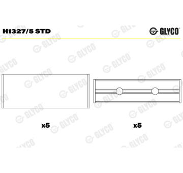 Hlavní ložiska klikového hřídele GLYCO H1327/5 STD