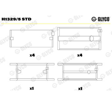 Hlavní ložiska klikového hřídele GLYCO H1329/5 STD