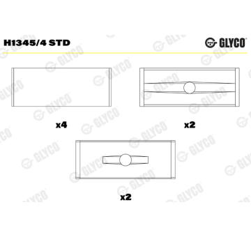 Hlavní ložiska klikového hřídele GLYCO H1345/4 STD