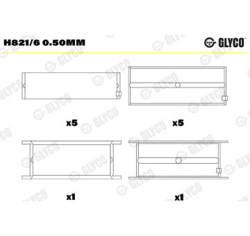 Loziska klikove hridele GLYCO H821/6 0.50mm