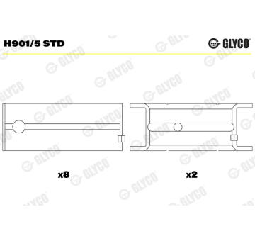 Hlavní ložiska klikového hřídele GLYCO H901/5 STD