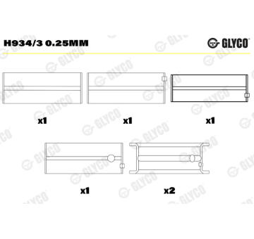 Hlavní ložiska klikového hřídele GLYCO H934/3 0.25mm