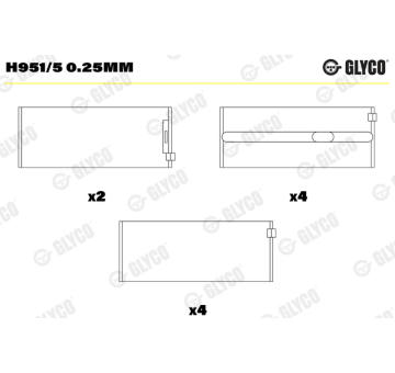 Lożisko kľukového hriadeľa GLYCO H951/5 0.25mm