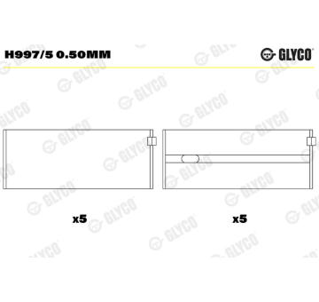 Hlavní ložiska klikového hřídele GLYCO H997/5 0.50mm