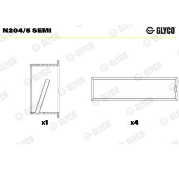 Ložisko vačkového hřídele GLYCO N204/5 SEMI
