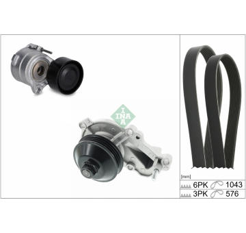 Vodní pumpa + klinový żebrový řemen Schaeffler INA 529 0604 30