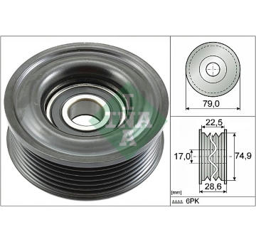 Vratná/vodicí kladka, klínový žebrový řemen INA 532 0721 10
